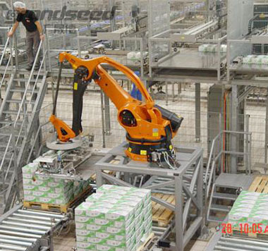 Palletizing robot for glass industry